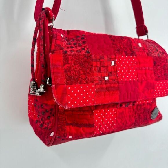 Donna Sharp Floral Polka Dot Leopard Red Adjustable Crossbody Purse Bag - Picture 4 of 16